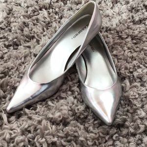 Silver kitten heels